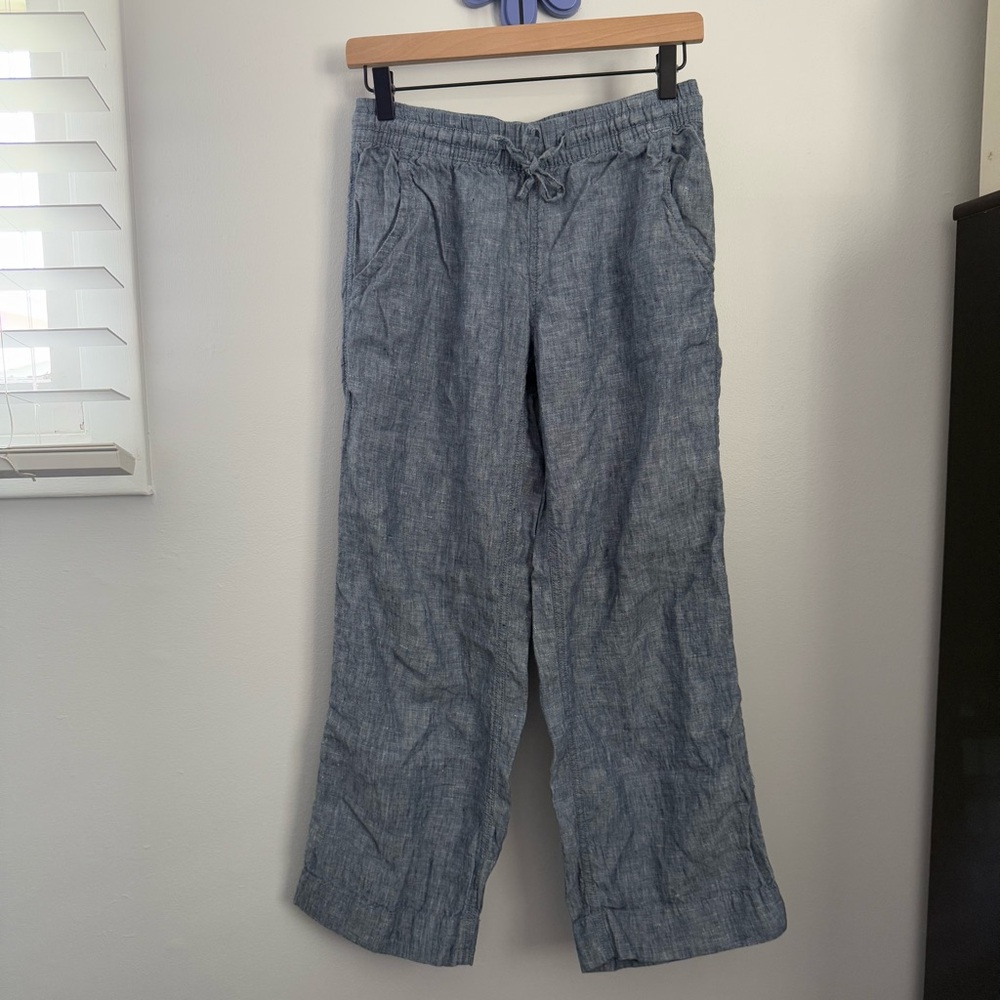 L.L. Bean Women's Straight Leg Linen-Blend Pants in Chambray Blue